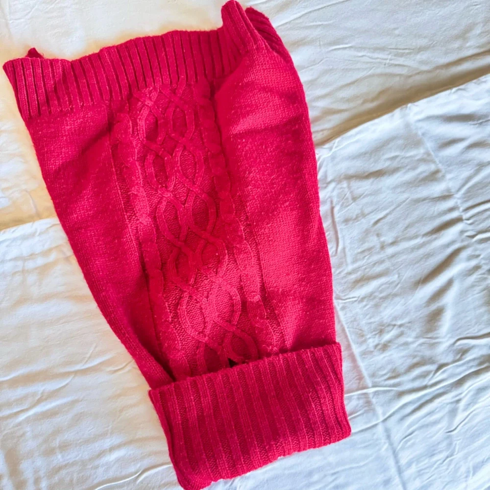 Red Cable Knit Dog Sweater w Turtleneck